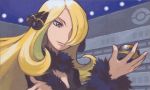  1girl blonde_hair closed_mouth cynthia face grey_eyes hair_ornament holding holding_poke_ball long_hair luxury_ball official_art poke_ball pokemon pokemon_(game) pokemon_dppt pokemon_trading_card_game shirona_(pokemon) sugimori_ken third-party_source 