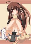  barefoot between_legs cat cat_between_legs feet highres knees_together_feet_apart lennon little_busters! natsume_rin shin'ya_natsuki soles solo toe_scrunch toes 