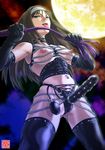  artist_request bdsm black_hair blue_eyes breasts chain choker corset dildo dominatrix elbow_gloves full_moon gloves large_breasts moon navel_piercing piercing solo strap-on thighhighs tongue toono_akiha tsukihime whip you_gonna_get_raped 