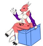  absurd_res big_breasts breasts canid canine curvy_figure darcknessart digimon digimon_(species) female fox fur hi_res mammal mature_female pink_body pink_fur renalove renamon sitting solo voluptuous white_body white_fur yellow_body yellow_fur 