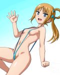  blonde_hair blue_eyes blush fukuhara_ann isu long_hair looking_at_viewer lowres open_mouth pretty_(series) pretty_rhythm pretty_rhythm_rainbow_live side_ponytail slingshot_swimsuit smile swimsuit when_you_see_it 