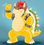  4_fingers armband balloonpup biceps bowser collar evil_grin fingers grin horn hornbuckle knees_bent koopa looking_forward mario_bros muscular nails nintendo open_mouth pool_toy rubber scalie sharp_nails shell showing_muscles smile spikes squeak squeaky turtle_shell video_games wristband 