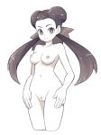  arms_at_sides bow breasts highres lamb-oic029 looking_at_viewer navel nipples nude pokemon pubic_hair pussy thighs tsutsuji_(pokemon) 