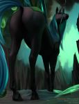  2020 absurd_res arthropod butt changeling conditional_dnp feral friendship_is_magic green_eyes hi_res hole_(anatomy) horn looking_at_viewer looking_back mercurial64 my_little_pony queen_chrysalis_(mlp) solo 