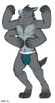  anthro bulge canid canine canis clothing domestic_dog dragon flexing hi_res hybrid male mammal mike- multi_arm multi_limb solo standing thong underwear 