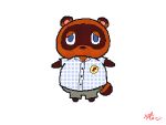  2020 4:3 animal_crossing animated bottomwear brown_body brown_fur canid canine clothing fur keke_(artist) low_res mammal nintendo raccoon_dog shirt short_playtime shorts simple_background slightly_chubby tanuki tom_nook_(animal_crossing) topwear video_games white_background 