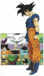  6+boys :o antennae armor arms_at_sides bald black_eyes black_hair blue_footwear blue_shirt boots bowl_cut chaozu clenched_teeth collarbone dirty dirty_clothes dirty_face dragon_ball dragon_ball_z evil_smile facial_scar frieza from_above from_side frown full_body grass halo head_down highres kuririn looking_at_viewer male_focus mountain multiple_boys muscle nervous north_kaiou official_art orange_pants outdoors panels pants piccolo pointy_ears red_eyes scar scar_on_cheek serious shaded_face shirt simple_background smile son_gohan son_gokuu spiked_hair standing sunglasses sweatdrop teeth tenshinhan third_eye toriyama_akira torn_clothes torn_legwear torn_shirt white_background wristband yamcha 