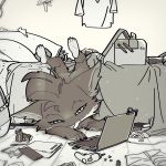  1:1 bed clothing computer digital_media_(artwork) fur furniture hi_res junyois laptop league_of_legends lying male mammal nude pillow riot_games rumble solo tired video_games yordle 