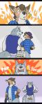  blush butt butt_slap canid canine canis cervid comic embarrassed fluffy hi_res josiah_(themuffinly) letterbox male male/male mammal samuel_(themuffinly) slap suggestive teasing themuffinly wolf 