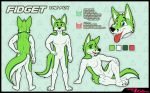  absurd_res blakefox canid canine claws fidget_(character) fox fur green_eyes hi_res male mammal model_sheet multicolored_eyes rainbow_eyes smile tongue 