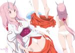  animankan ass breasts cameltoe horns japanese_clothes logo miko panties pink_eyes pink_hair shuna_(tensei_shitara_slime_datta_ken) tensei_shitara_slime_datta_ken topless underwear undressing 