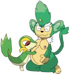  alpha_channel ambiguous_gender anthro belly big_belly black_nose breasts eyes_closed female feral hand_on_stomach happy mammal monterrioashmore nintendo nipples nude pok&eacute;mon pok&eacute;mon_(species) pregnant primate reptile scalie simisage snivy video_games 
