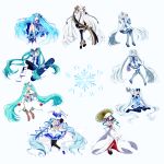  6+girls absurdres ahoge aqua_eyes aqua_hair aqua_nails bare_shoulders beamed_eighth_notes bell belt black_gloves black_skirt bloomers blue_bow blue_dress blue_eyes blue_gloves blue_legwear blue_mittens blue_nails blue_neckwear blue_ribbon blue_skirt blue_sleeves boots bow bubble_skirt capelet character_name cherry cloak closed_eyes coat constellation_print detached_sleeves dress eighth_note everyone expressionless fan fingerless_gloves flower folding_fan food fruit full_body fur-trimmed_boots fur-trimmed_coat fur_trim gem gloves grey_legwear grey_sleeves grin hair_flower hair_ornament hair_ribbon hairband hand_to_own_mouth hand_up hands_up hat hat_bow hat_leaf hatsune_miku headset highres holding holding_fan holding_flower holding_instrument holding_shovel holding_umbrella holding_wand hood hooded_kimono instrument jacket japanese_clothes jingle_bell kagura_suzu kimono knee_up large_hat layered_dress leaf light_blue_hair light_blush lily_of_the_valley long_hair looking_at_viewer looking_to_the_side magician miniskirt mittens mizuamemochimochi multiple_girls musical_note musical_note_print nail_polish neck_ribbon necktie one_eye_closed open_mouth oriental_umbrella outstretched_arm owl_ears pantyhose parted_lips petticoat pleated_skirt quarter_note reaching_out ribbon scarf shiromuku shirt shovel silver_skirt sitting ski_gear ski_goggles skirt smile snow_globe snowbell_(flower) snowboard snowflake_ornament snowflake_print snowflakes staff_(music) standing star star_hair_ornament star_ornament star_print striped striped_legwear striped_ribbon surprised tassel thigh_boots thighhighs treble_clef twintails umbrella underwear very_long_hair vocaloid wand wariza white_background white_capelet white_cloak white_dress white_eyes white_footwear white_gloves white_hair white_headwear white_jacket white_kimono white_mittens white_scarf white_shirt white_skirt wide_sleeves witch_hat yellow_neckwear yuki_miku yuki_miku_(2010) yuki_miku_(2011) yuki_miku_(2012) yuki_miku_(2013) yuki_miku_(2014) yuki_miku_(2015) yuki_miku_(2016) yuki_miku_(2017) zettai_ryouiki zouri 