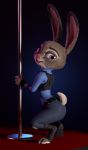  3d_(artwork) absurd_res anthro butt chickenass clothed clothing digital_media_(artwork) disney female fur hi_res judy_hopps lagomorph leporid looking_at_viewer mammal purple_eyes rabbit toes zootopia 