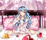  #ojos 1girl banned_artist beyblade:_burst blue_hair cama enfoque_en_solitario glowing glowing_eye heart linda long_hair los_senos pelt pink_camisole pudin purple_eyes 