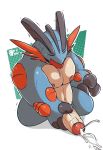  2019 balls big_penis bodily_fluids cum drooling ejaculation erection eyes_closed genital_fluids genitals hi_res male masturbation mega_evolution mega_swampert nintendo nipples penile penile_masturbation penis pok&eacute;mon pok&eacute;mon_(species) raburigaron saliva slightly_chubby solo tongue video_games 