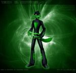  anthro bodysuit canid canine canis clothing coyote green_eyes hi_res la_volpe loonatics_unleashed looney_tunes male mammal skinsuit solo space superhero superpowers tech_e_coyote text tight_clothing toony warner_brothers 