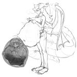  1:1 abdominal_bulge after_vore animal_humanoid belly big_belly big_breasts bodily_fluids bottomwear breasts clenched_teeth clothed clothing cutaway digestion dragon dragon_humanoid duo female female_pred female_prey fully_clothed greyscale hair hi_res horn human human_prey humanoid humanoid_pred inside_stomach internal jeans light_skin long_hair long_legs long_tail looking_aside mammal membrane_(anatomy) membranous_wings monochrome navel pants partially_submerged same_size_vore shirt simple_background sitting standing stomach stomach_acid struggling tank_top teeth topwear torn_clothing verybatty vore wet white_background wing_claws wings 