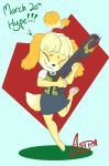  4_toes absurd_res animal_crossing anthro astralynx barefoot blonde_hair canid canine clothing feet female floppy_ears gun hair hi_res isabelle_(animal_crossing) mammal meat_hook nintendo pawpads pink_pawpads ranged_weapon shotgun sketch soles solo toes video_games weapon 