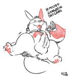  anus balls bodily_fluids butt cum cum_on_hand english_text erection genital_fluids genitals hi_res nintendo penis pok&eacute;mon pok&eacute;mon_(species) presenting presenting_hindquarters raburigaron simple_background sketch text tongue tongue_out video_games white_background zangoose 