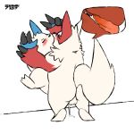  1:1 ambiguous_gender anal anthro balls blush bodily_fluids cum eyes_closed feral genital_fluids genitals hand_holding hi_res internal kissing male male/ambiguous nintendo penis pok&eacute;mon pok&eacute;mon_(species) raburigaron shiny_pok&eacute;mon video_games zangoose 