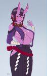  absurdres bandages breasts earrings highres horns jewelry large_breasts mole original pointy_ears purple_skin rizdraws 