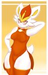  absurd_res anthro asian_clothing blush breasts cinderace clothed clothing female hi_res highoncoffee lagomorph leporid looking_at_viewer mammal nintendo pok&eacute;mon pok&eacute;mon_(species) solo video_games 