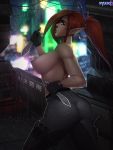  big_breasts big_butt breasts butt clothed clothing dagger elf female hair humanoid humanoid_pointy_ears melee_weapon muscular muscular_female nipples not_furry nyuunzi ponytail shadowrun solo topless weapon 