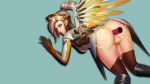  1girl cum dildo futanari mercy_(overwatch) overwatch stockings trap wallpaper wings 