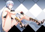  bikini choker ebido gloves gray_hair long_hair red_eyes selvaria_bles senjou_no_valkyria swimsuit 