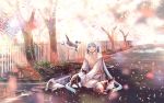  animal cat cherry_blossoms chris4708 flowers hatsune_miku long_hair tree twintails vocaloid 