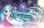  chinese_clothes fireworks hatsune_miku moon vocaloid yuri_to_hizakura 