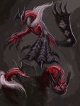  blue_eyes claws commentary creature dragon english_commentary gen_6_pokemon grey_background highres horns legendary_pokemon no_humans pokemon pokemon_(creature) realistic tapwing yveltal 