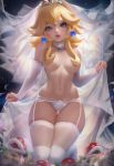  breasts garter_belt lingerie mario_bros. pantsu princess_peach_toadstool sakimichan see_through stockings thighhighs 