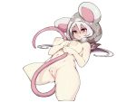  animal_ears breasts hoodie mousegirl nipples nude original pussy red_eyes short_hair slugbox tail uncensored white white_hair 