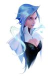  blue_eyes blue_hair dragon magic nima_(ross_tran) realistic ross_tran spectral upper_body white_background 