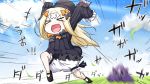  &gt;_&lt; 1girl :d abigail_williams_(fate/grand_order) arms_up artist_name bangs black_bow black_dress black_footwear black_headwear blonde_hair bloomers blue_sky bow bug butterfly closed_eyes cloud cloudy_sky commentary_request crossed_bandaids day dress eyebrows_visible_through_hair fate/grand_order fate_(series) hair_bow hat highres holding insect long_hair long_sleeves motion_blur neon-tetora open_mouth orange_bow outdoors parted_bangs running shoes sky sleeves_past_fingers sleeves_past_wrists smile solo translation_request underwear v-shaped_eyebrows very_long_hair white_bloomers xd 