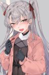  1girl alternate_costume amatsukaze_(kantai_collection) blush fang flat_chest kantai_collection long_hair silver_hair smile solo twintails very_long_hair yukiguni_yuu 