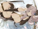  1girl ass blue_eyes breasts breasts_outside draph granblue_fantasy hair_over_one_eye horns huge_breasts long_hair mumaya narmaya_(granblue_fantasy) navel pink_hair skindentation solo very_long_hair 