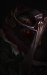  1other absurdres fiddlesticks glowing glowing_eyes highres junexp league_of_legends looking_at_viewer mechanical no_humans red_eyes scarecrow sickle solo tagme 