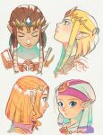  blonde_hair blue_eyes brown_hair earrings headwear jewelry pauldrons pointy_ears princess_zelda short_hair the_legend_of_zelda the_legend_of_zelda:_ocarina_of_time the_legend_of_zelda:_twilight_princess tiara uzucake young_zelda zelda_musou 