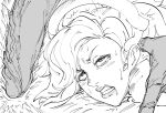  /\/\/\ 1boy 1girl ahegao bb_(baalbuddy) blush clenched_teeth cross-section drooling emphasis_lines greyscale halo highres mercy_(overwatch) monochrome overwatch penis rolling_eyes sex teeth vaginal 