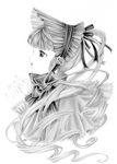  bonnet bow drill_hair graphite_(medium) greyscale long_hair megumi_(piyo7piyo9) monochrome rozen_maiden shinku solo traditional_media 