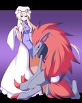  blonde_hair blue_eyes crossover gen_5_pokemon long_hair miyo_(miyomiyo01) poke_ball pokemon pokemon_(creature) purple_eyes touhou yakumo_yukari zoroark 