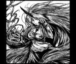  acryl bad_id bad_pixiv_id greyscale horn hoshiguma_yuugi long_hair monochrome solo touhou 