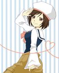  alternate_costume bad_id bad_pixiv_id brown_eyes brown_hair final_fantasy final_fantasy_ix garnet_til_alexandros_xvii hat looking_back sailor sailor_hat salute short_hair solo take_michi uniform 