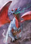  highres no_humans pokemon pokemon_(creature) realistic red_wings salamence teru_sakura wings 