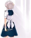  bad_id bad_pixiv_id blood braid from_behind hand_in_hair izayoi_sakuya knife maid maid_headdress nail_polish pink_nails short_hair short_hair_with_long_locks silver_hair solo subachi touhou twin_braids wrist_cuffs 