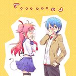  1boy 1girl angel_beats! blush hinata_(angel_beats!) looking_away mochizuki_mina open_mouth school_uniform serafuku sweatdrop yui_(angel_beats!) 