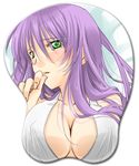  blush breast_mousepad breasts cleavage green_eyes large_breasts mousepad nashie-lplp purple_hair saint_seiya saint_seiya:_the_lost_canvas sasha_(saint_seiya:_the_lost_canvas) solo 